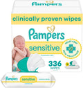 Pampers Baby Wipes - Sensitive Water-Based, Hypoallergenic & Unscented | 336 Wipes in 4 Packs