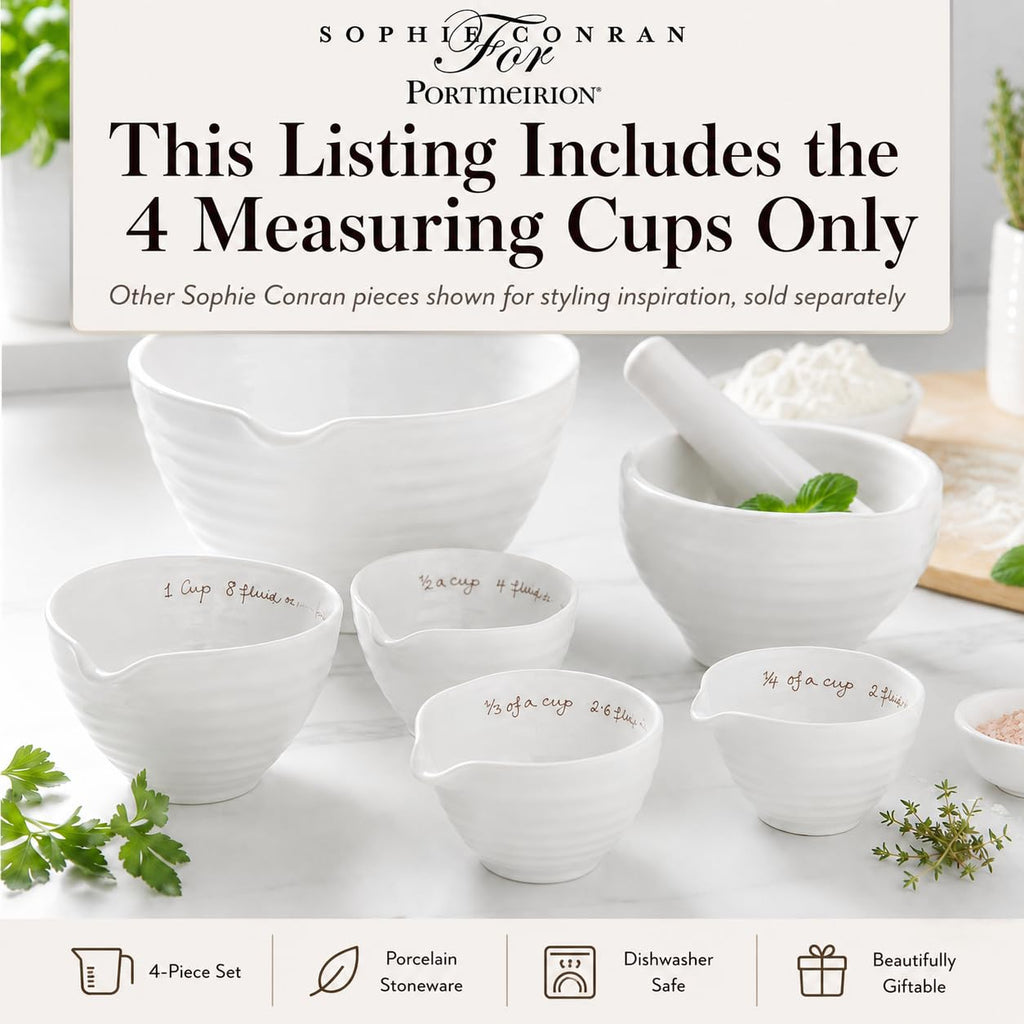 Portmeirion Sophie Conran White Measuring Cups,Set of 4