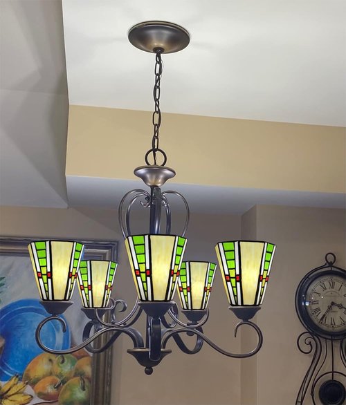 Tiffany Style Stained Glass Lamp Shades, Set of 2, Green and Red,HUIMEIJU HMJ6042 Tiffany lampshade replacement