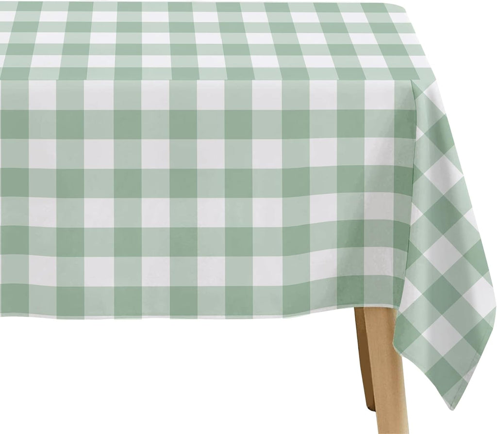 Sage Green Gingham Tablecloths - 3 Pack Disposable Plaid Party Supplies | 55in x 86in for Events
