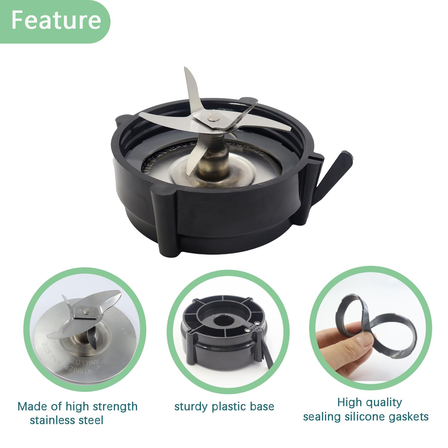 BRAVER LEMON Replacement Blade Kit for Oster Pro 1200 Blender Includes Stainless Steel Cutter Blade, Jar Base Bottom Cap, and 2 Silicone Rubber Gaskets Compatible with Oster Pro 1200 Blender Parts