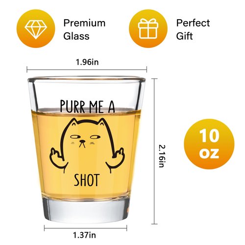 Futtumy Purr Me a Shot Glass, 2 OZ Cat Shot Glass, Funny Cat Gifts for Cats Lovers Men Women Cowoker Family Friend, Unique Present Idea Pet Lover BirthdayChristmas Gifts