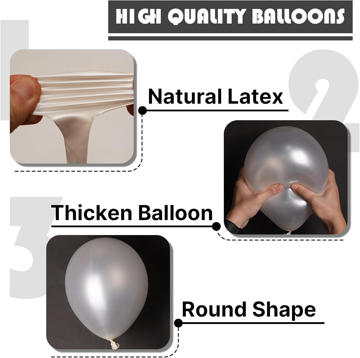 PartyWoo Pearl White Balloons - 128-Piece Metallic Latex Balloon Arch Kit for Weddings & Parties | 5-12 Inch Sizes