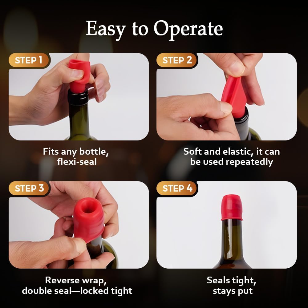 Silicone Wine Stopper for Wine Bottles, 2025 New Wine Stoppers for Wine Bottles, Seal Bottle Cover for Beer Champagne, Glass Bottle Sealer Covers Wine Stoppers for Home Use (8, No Handle)