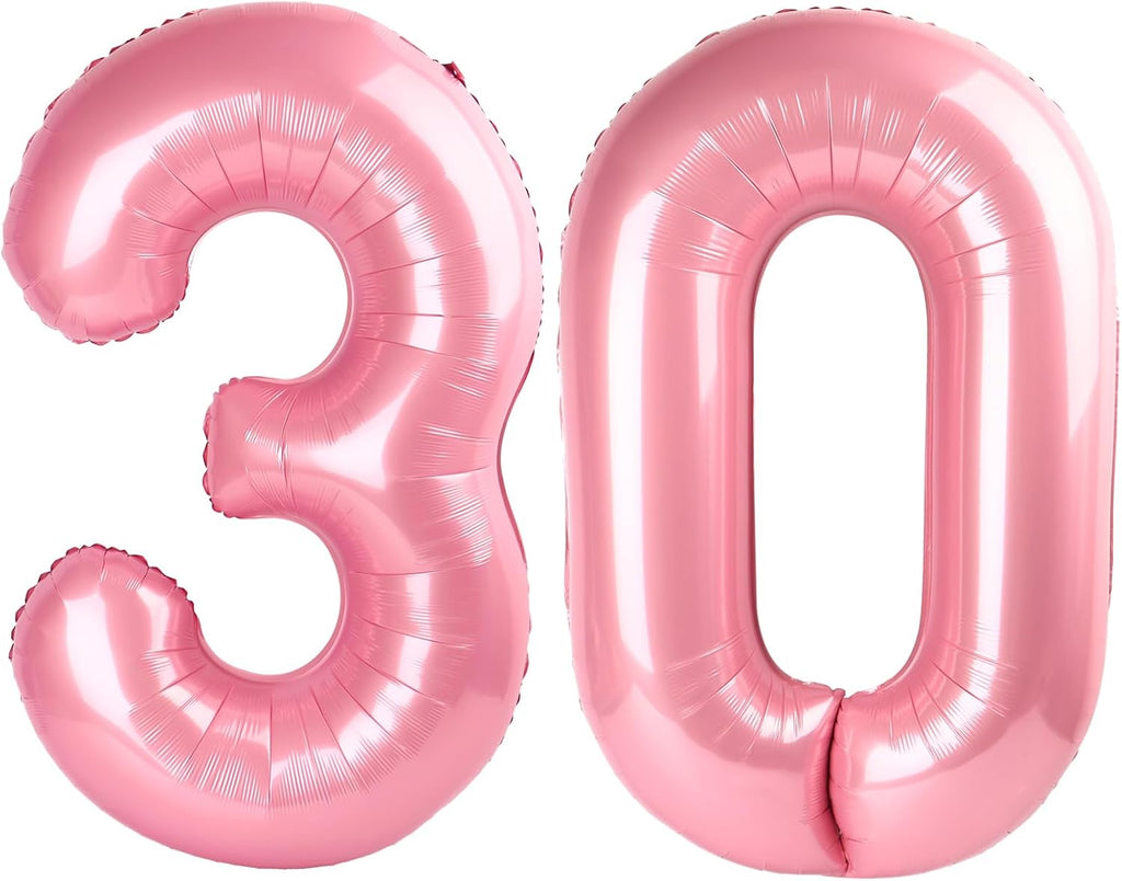 Pearl Pink Huge Number 30 Balloon - 40 Inch Birthday Decoration for 30th Anniversary Celebrations