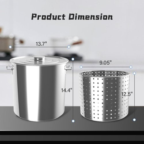 40-Quart Stainless Steel Seafood Boil Pot with Lid,Crab, Lobster, Shrimp Boil Stock Pot with Strainer, Turkey Fryer Pot, Stock Pot Boiler Deep,Fried Cooker for Commercial Outdoors