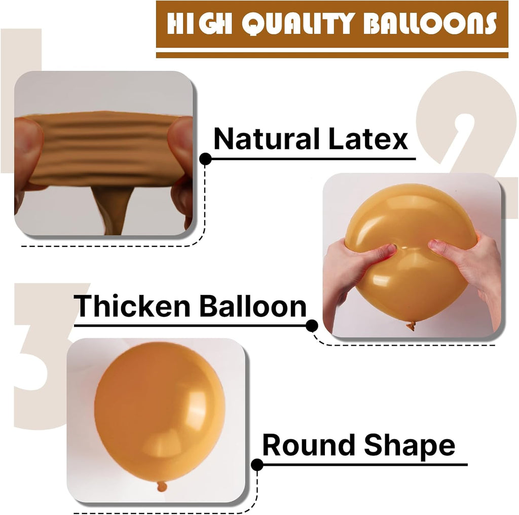 PartyWoo Tan Balloons - 12 Inch Boho Neutral Light Brown Latex Balloons for Graduation & Baby Showers