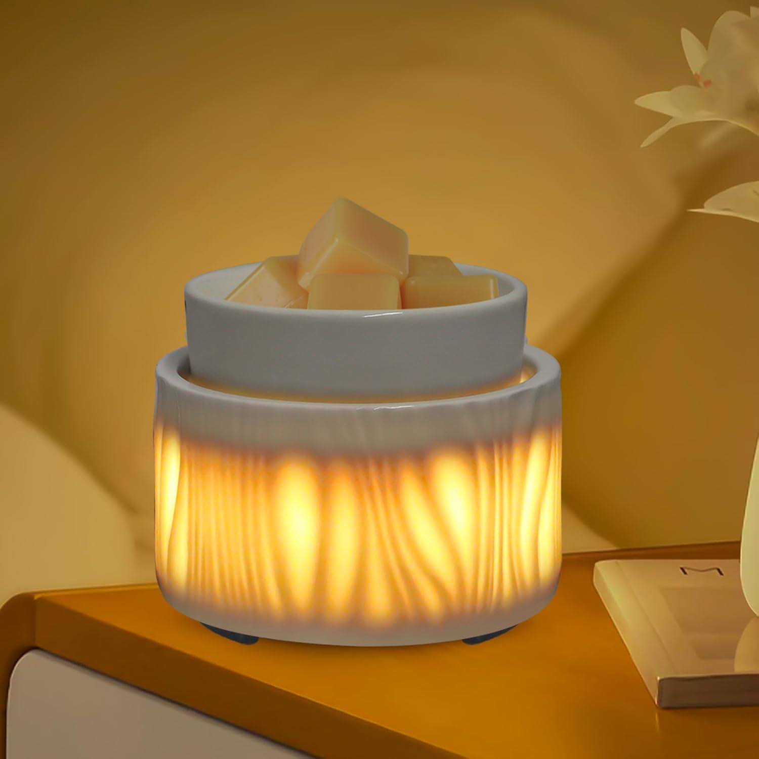 Skiennix Ceramic Wax Melt Warmer - 3-in-1 Electric Fragrance Candle Burner with 7-Color LED Light | Perfect Gift for Home or Office
