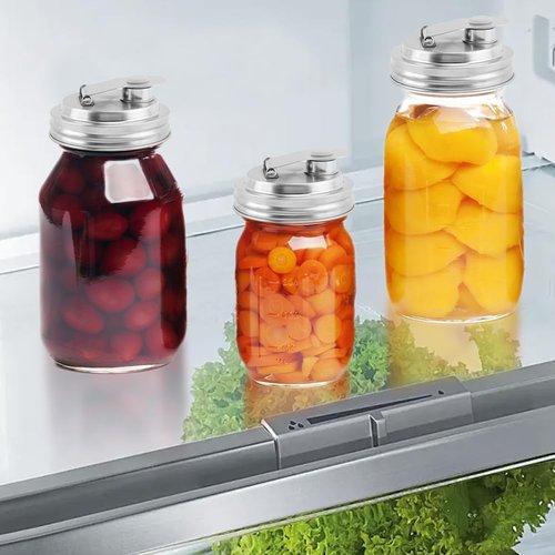 2 Pcs Mason Jar Pour Spout Lid, Stainless Steel Jar Lid Airtight Seal Cove-r Leakproof Mason Ja r Pitcher Lids for Drinking, Salad Dressing, Food Storing(COLOR:silver)
