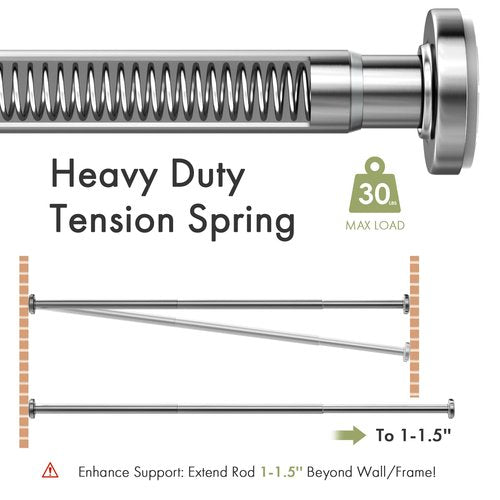 AmazerBath Spring Tension Shower Curtain Rod, 31-75 Inches Heavy Duty Tension Rod Rust Proof Bathroom Curtain Rod, Adjustable No Drill Easy Segmented Installation, Chrome