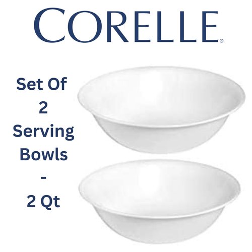 Corelle 12-1/4-Inch Serving Platter, Winter Frost White - 2-Pack with 2-Quart Serving Bowl, Winter Frost White 2PK - Set of 4