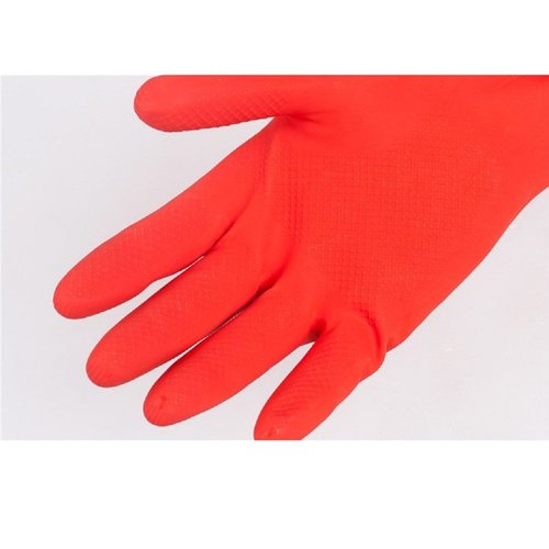 Treenewbid Kitchen Rubber Cleaning Gloves with Warm Lining Household Thickening PU Waterproof Dishwashing Latex Glove Large 2 Pairs