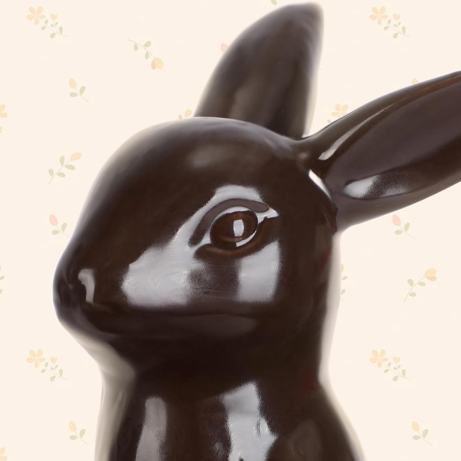 Rabbit Decor Ceramic Chocolate Bunny Figurines - Set of 3 Cute Home Table Centerpieces for Living Room & Office