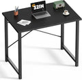 DUMOS 32-Inch Modern Small Computer Desk | Stylish Writing & Study Table for Home Office - Black Wood