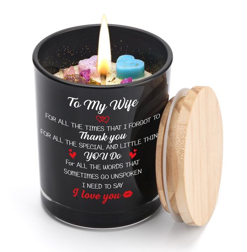 BeauGift Valentines Day Gifts for Her Wife, Birthday Anniversary Candle Gift for Women from Husband, Best Wife Ever Gifts with Healing Crystal Romantic I Love You Presents