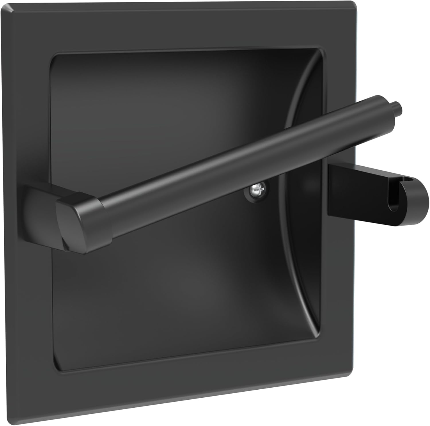 Skiennix Matte Black Toilet Paper Holder - Pivoting Wall-Mount Design for Large Rolls