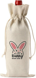 Funny Easter Wine Bag Pink Bunny Ears Decorations Easter Basket Easter Holiday Gifts for Women Men Easter Wine Bag Gifts for Wine Lover Easter Party Decorations