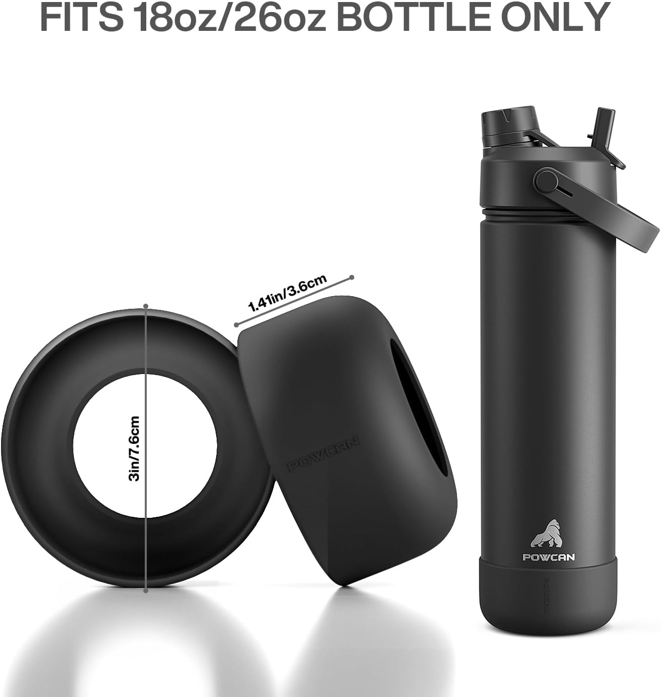 POWCAN Silicone Water Bottle Boot - Anti-Slip, Non-Toxic, Tear-Resistant Protector Sleeve