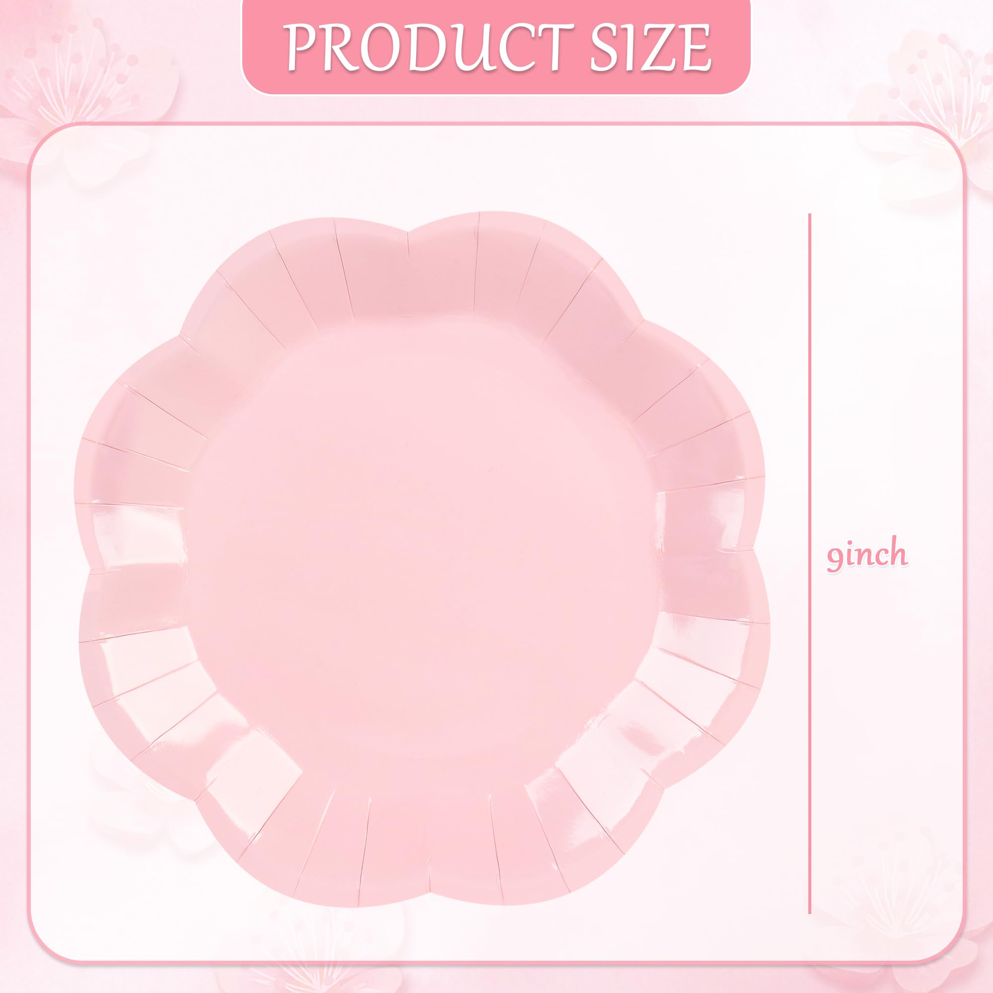 ZUQMZUQ 30 Pcs Light Pink Paper Plates - 9 Inch Pink Scalloped Dessert Plates Disposable Light Pink Birthday Party Supplies Dinner Plates for Wedding Valentine's Day Baby Shower