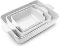 Regine Switzerland Casserole Dishes - Ceramic Baking Pan Set of 3 | Deep Lasagna Dish with Handles (11.6" x 7.8", White)