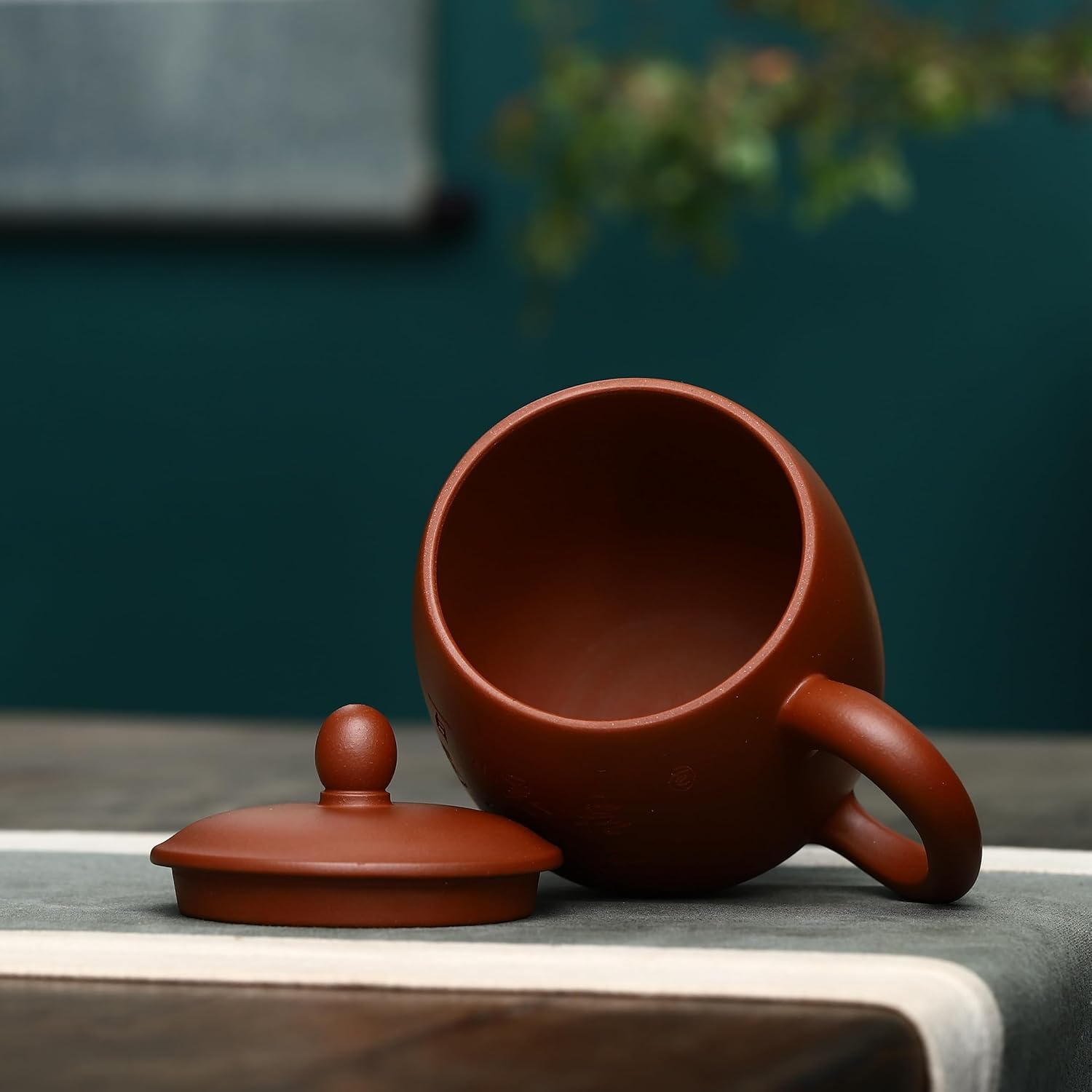 SILINE Zisha Teacup 13.5 Oz, Chinese Yixing Genuine Purple Clay Tea Mug,Fine Handmade Tea Cup