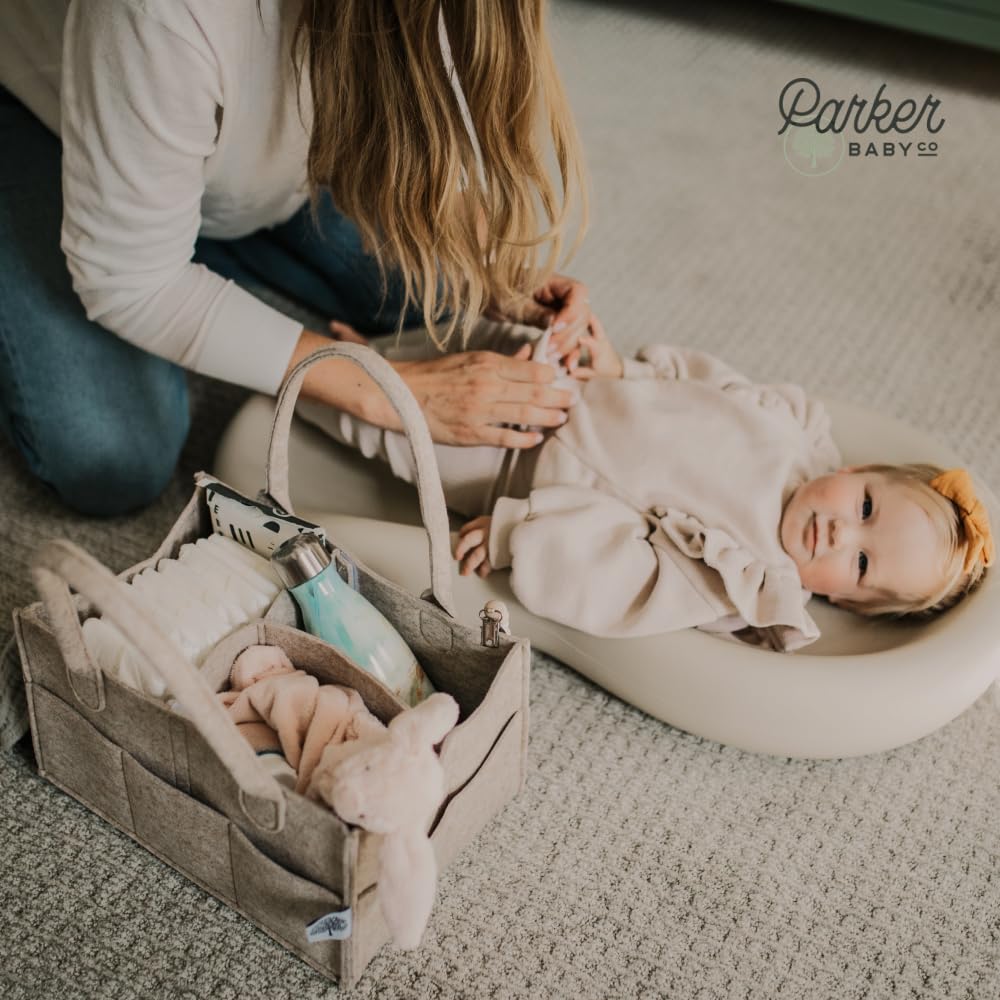 Parker Baby Diaper Caddy - Versatile Nursery Storage Bin & Car Organizer for Diapers - Oatmeal