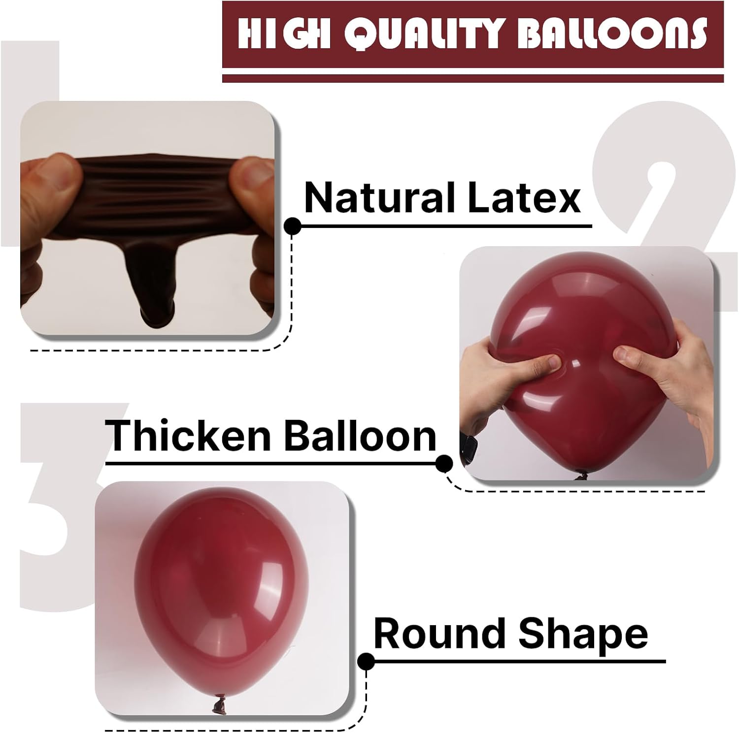 PartyWoo Burgundy Balloons - 140-Piece Dark Chestnut Red Balloon Arch Kit for Celebrations | 5-18 Inch Sizes