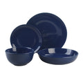 16 Piece Coupe Stoneware Dinnerware Set with Dinner Bowl, Service for 4, Cobalt Blue