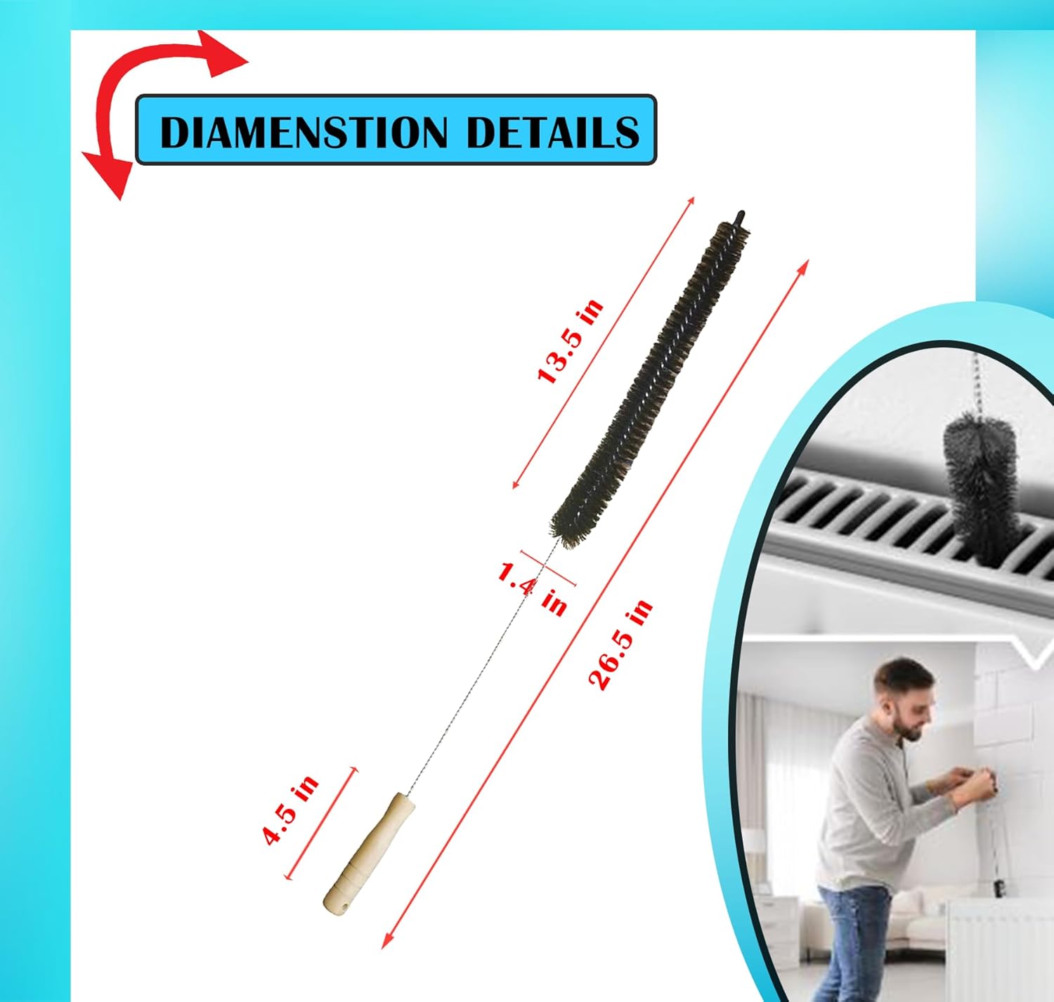 Skiennix Dryer Vent Cleaner Kit - 2-Piece Lint Brush & Vacuum Hose Attachment for Dyson V7-V15