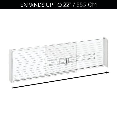 iDesign Expandable Deep Drawer Dividers for Kitchen, Dresser, or Desk Drawers - Set of 2 - Clear