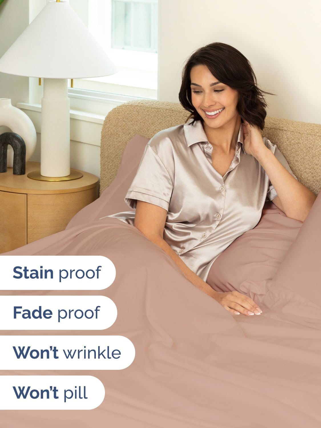 Skiennix Extra Deep Twin Sheet Set - 4 Piece Breathable Cooling Bedding - Soft Wrinkle-Free Mauve