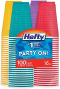 Hefty Easy Grip Disposable Plastic Party Cups - 16 Oz, Assorted Colors, 400 Count Total