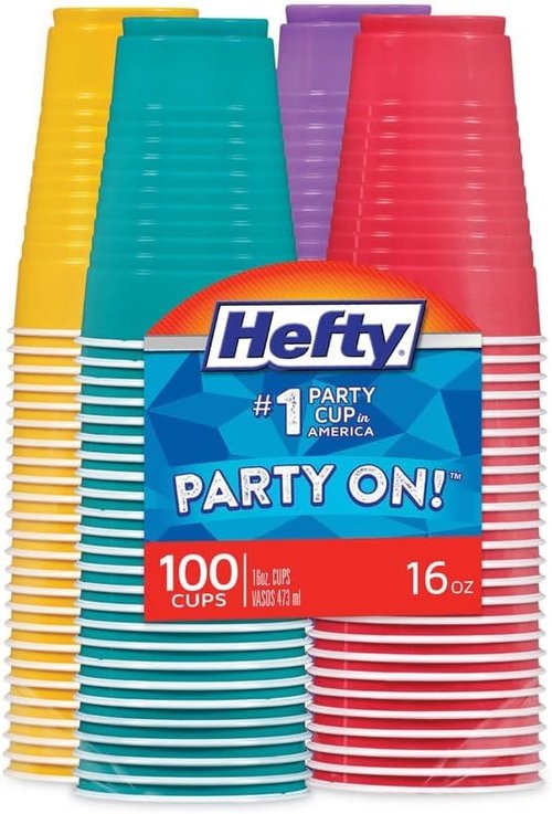 Hefty Easy Grip Disposable Plastic Party Cups - 16 Oz, Assorted Colors, 400 Count Total