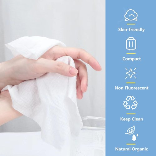 icepac 120 Pcs Compressed Towels, Camping, Disposable Face Compressed Towels, Magic Towel, Compressed Towel for Travel, Camping,Hiking (8x9in) (White 120)