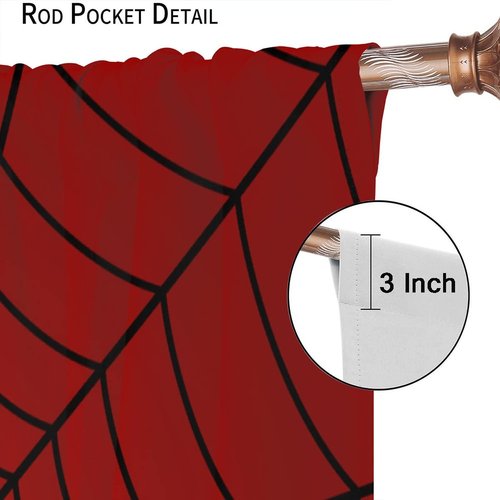 Hero Spider Web Window Curtains for Kids, Black Spiderweb Kids Red Curtains Blackout Rod Pocket Windows Treatments for Boy Girl Baby Nursery Toddler Children Bedroom 42x45in