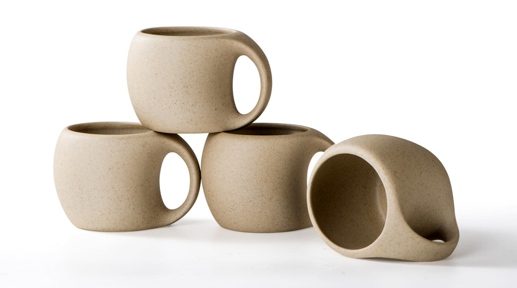 SYJAN HOME Ceramic Cappuccino Cups with Handle,6 oz Ceramic Coffee Mug Set of 4,Clay Espresso Cups for Double Shots,Small Coffee Cups for Latte,Cafe,Mocha,Tea Cups (Natural Beige,6 OZ)