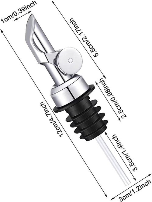 2 Pack Silvers Automatic Liquor Pour Spout Set, Stainless Steel Auto Flip Olive Oil Dispenser Spout, Bottle Pourers Home Bar Accessories for Wine, Oil, Syrup, Vinegar and Other Liquid Bottles