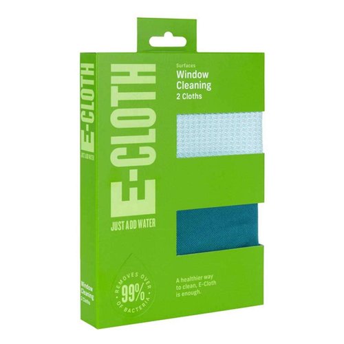 E-Cloth 3-Pack Window Cleaning Cloth - Streak-Free Glass & Mirror Cleaning Kit with Just Water, Glass Cleaning Cloth, Microfiber Towel Kit for Windows, Car Windshield, Mirrors - Alaskan Blue