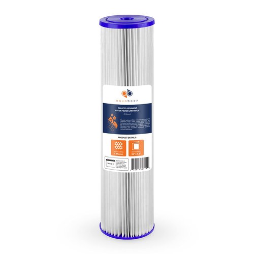 Aquaboon 5 Micron 20 x 4.5 Whole House Pleated Water Sediment Filter Replacement Water Filter Cartridge Compatible with ECP5-20BB, SPC-45-2005, 2-Pack