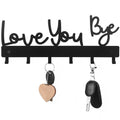 Otoolling Key Holder Wall Mount Love You Bye Key Holder Hook Rack Organizer Hanger with 6 Hooks for Wall Express Love Art Sign Decor for Entryway Front Door(Hook Style,10 x 4)