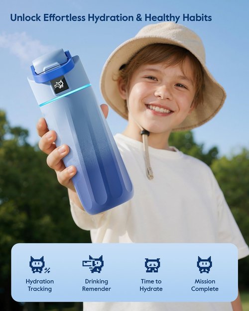 BOOST Smart Water Bottle - 16oz Kids Water Bottle with Reminder & Tracker | BPA-Free Stainless Steel
