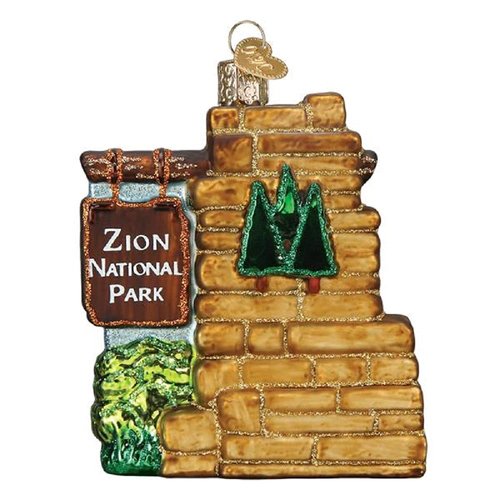 Old World Christmas Zion National Park Glass Blown Ornament for Christmas Tree, Handcrafted Holiday Decoration, Landmarks Collection