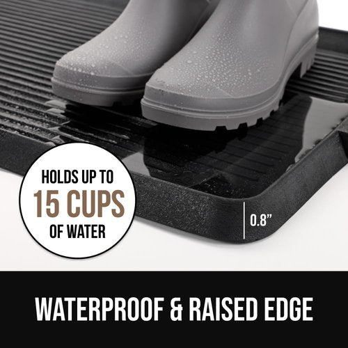 Gorilla Grip Boot Tray - Waterproof Natural Rubber Indoor/Outdoor Shoe Mat with Raised Edges | 24x16 Black