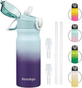 Skiennix Insulated Water Bottle - 18 oz Stainless Steel Flask with Straw & Carry Loop | Ocean Dream