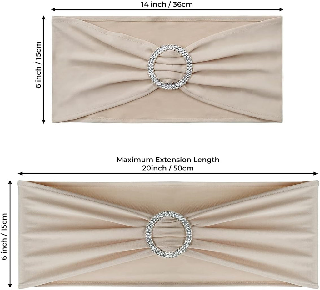 Babenest Spandex Chair Sashes Bows - 30PCS Premium Stretch Covers with Buckle Slider for Weddings | Champagne