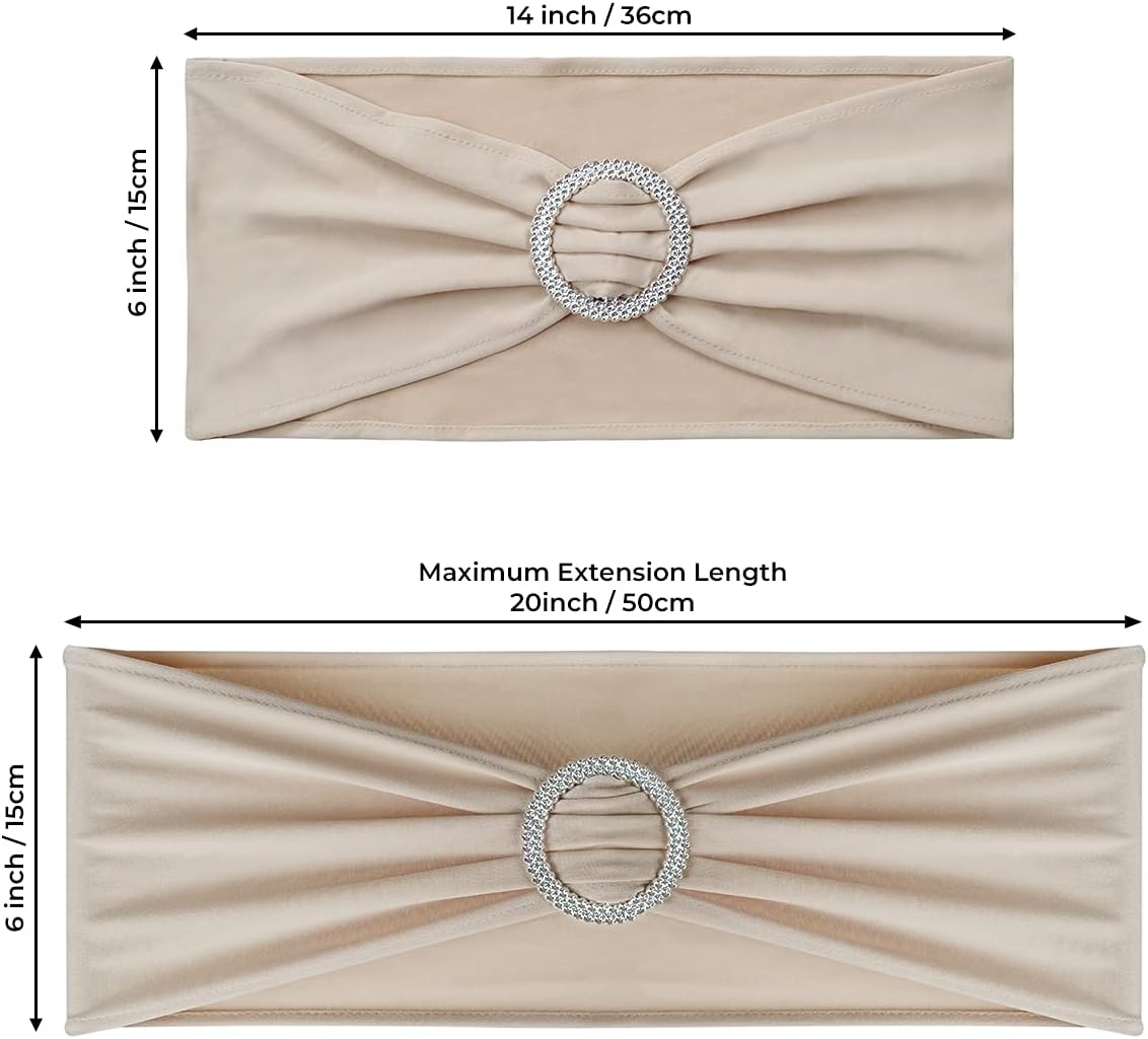 Babenest Spandex Chair Sashes Bows - 30PCS Premium Stretch Covers with Buckle Slider for Weddings | Champagne