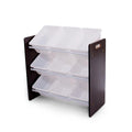 Humble Crew 9-Bin Toy Organizer – Journey Natural Espresso with White Plastic Bins, 3-Tier Storage Solution for Kids' Playrooms and Nurseries