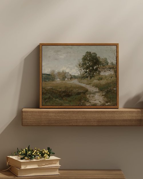 InSimSea Framed Canvas Wall Art - Vintage Rural Path Landscape Print | 11"x14" Farmhouse Decor