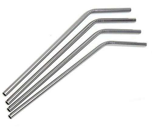 Highball Glasses [Set of 4] + 4 Stainless Steel Straws, 16 oz Lead-Free Crystal Clear Glass, Elegant Drinking Cups for Water, Wine, Beer, Cocktails and Mixed Drinks - Round Top, Square Bottom