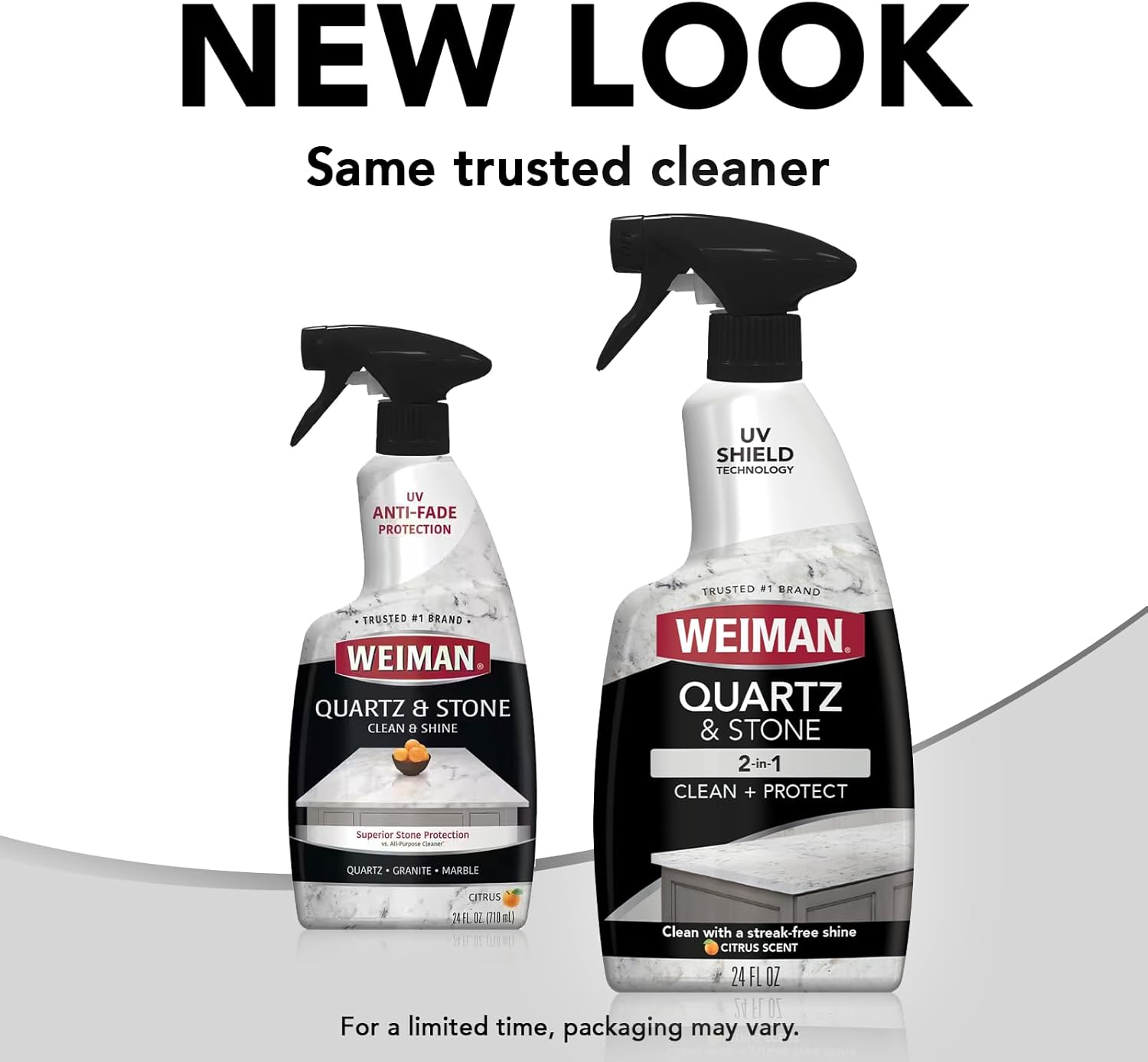 Weiman Quartz Countertop Cleaner - UV Protection for Clean & Shiny Stone Surfaces | 24 Ounce, 2 Pack with Microfiber Towel